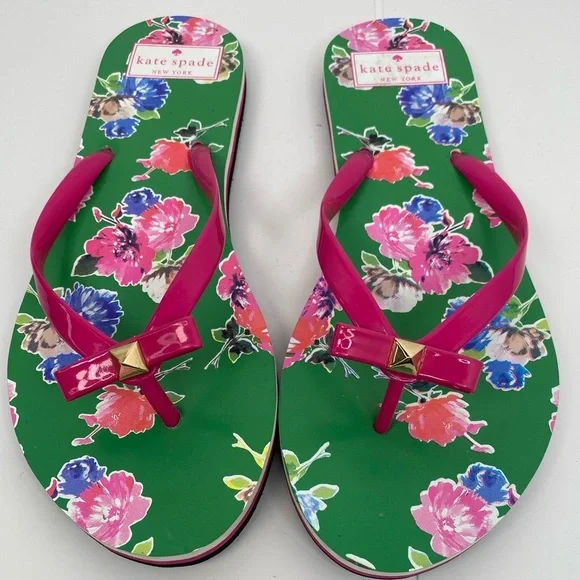 Kate Spade NWOT or Box Summer Nadine Spring Blooms Print Flip Flops - Picture 1 of 8